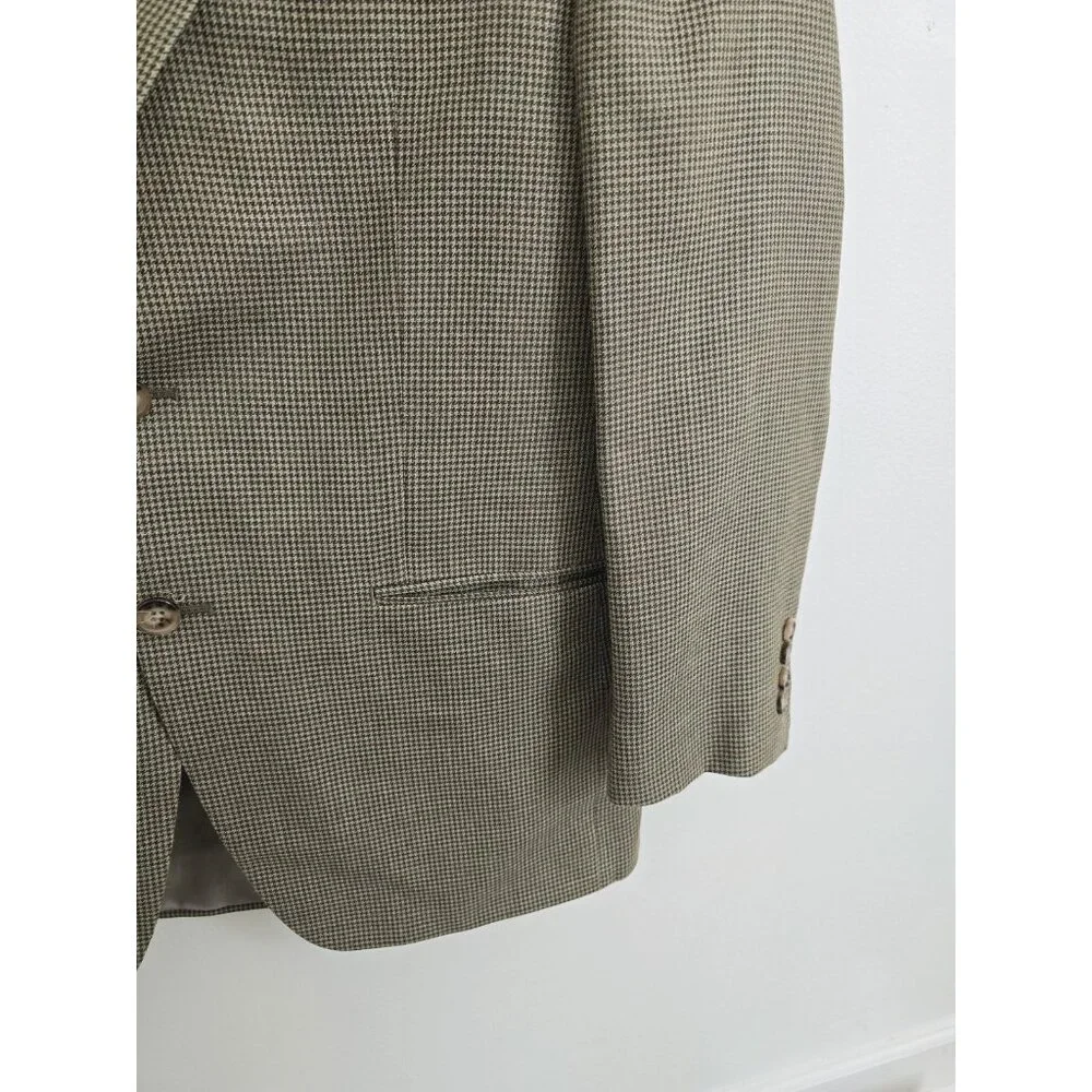 Lauren Ralph Lauren Silk Wool Houndstooth Blazer Sports Suit Jacket Coat 40 R